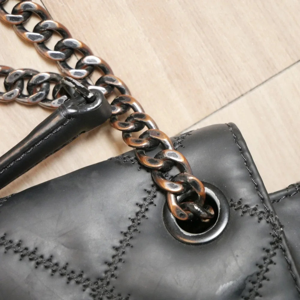 Tory Burch Willa Matte Small Shoulder Bag Leather Black Gunmetal